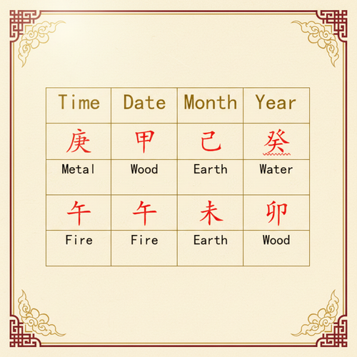 Bazi Four Pillars Chart - Jing Zi Long Geomancy